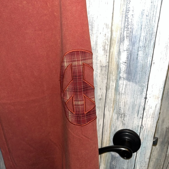 Umgee Peace Sign Rust Wide-Leg Pants - Picture 4 of 4